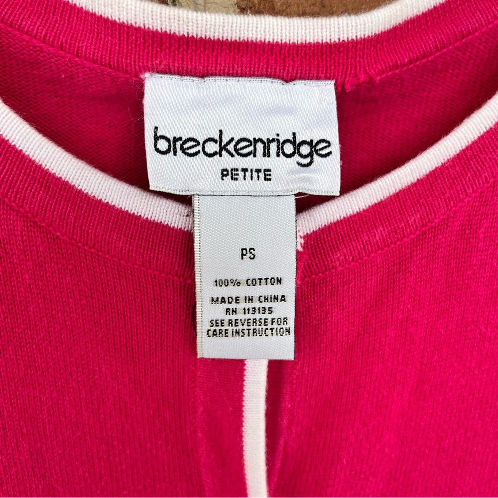 Pink and white embroidered button down cardigan lightweight sweater. PS - Picture 4 of 6